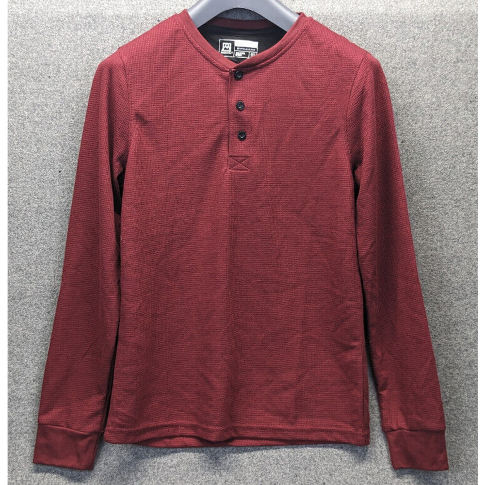 Avalanche Long Sleeve Henley Thermal Tee Waffle Knit Red Size Medium NWT